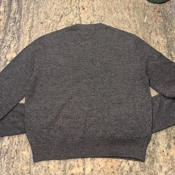 NWOT Artizia Sunday Best Abby Crewneck Wool Sweater Grey w/ Cherry detail Sz S - Picture 5 of 9